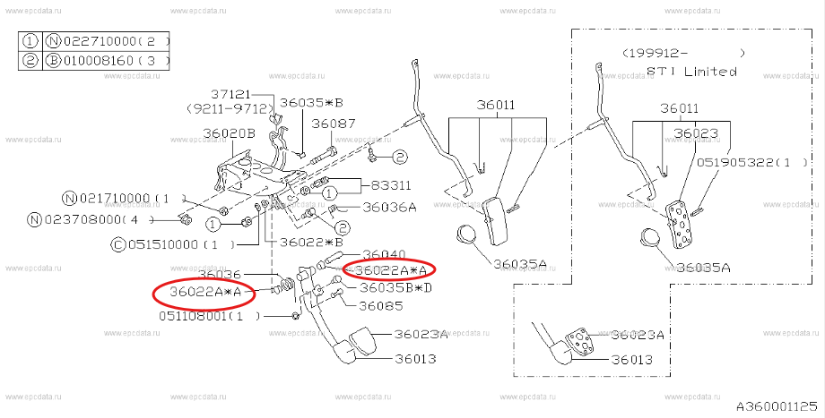 Subaru Brake & Clutch Pedal Pivot Bushing 736013000