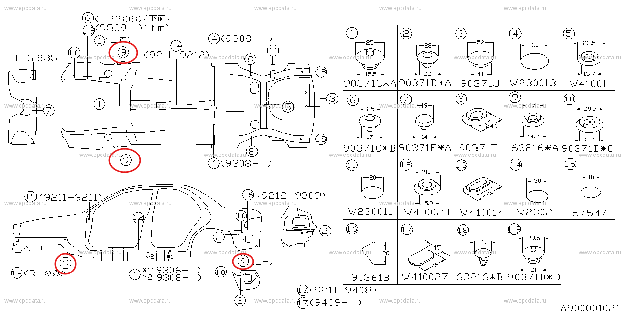 Subaru Impreza 92-07 GC8 GF8 GM8 Body Plug Grommet 14mm 60157GA070