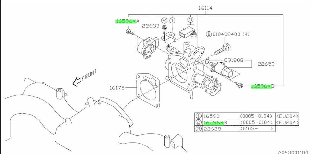 Subaru Impreza 99-00 GC8 GF8 GM8 WRX STI Screw Throttle Position Sensor 16596AA010