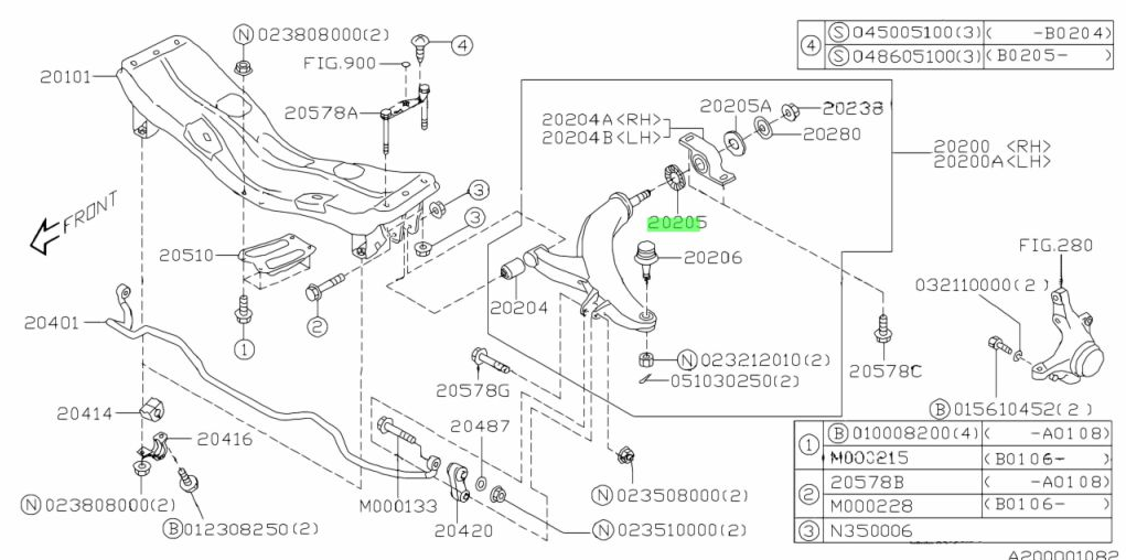 Subaru Impreza 92-07 GC8 GF8 GM8 GD WRX STI Stopper Bushing Control Arm / Transverse Link  20202AA000  / 20202AA001