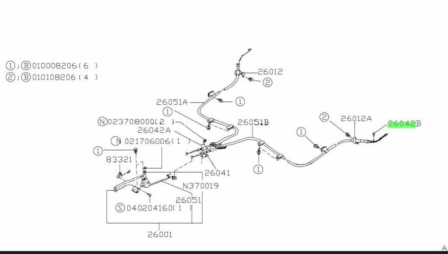 Subaru Impreza 92-16 GC8 GF8 GD Clamp Hand Brake Cable 26042AA030