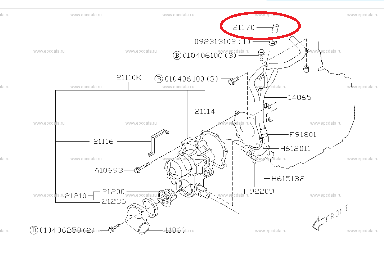 Subaru Impreza 99-00 GC8 GM8 GF8 WRX STI Cap Water Bypass 21170AA010