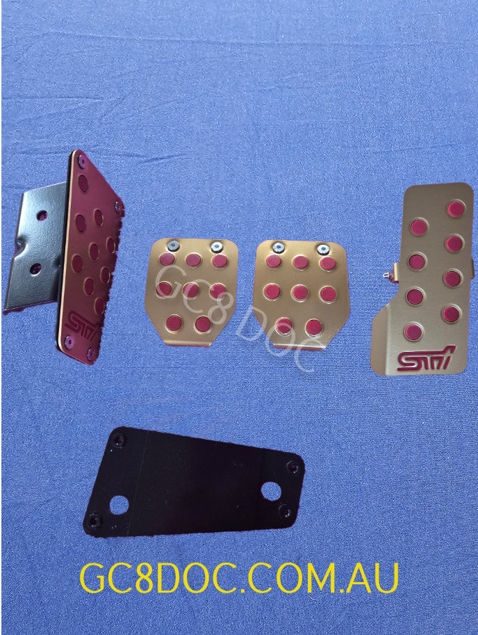 Replica STI Pedal Pad Covers Set MT Silver For Subaru Impreza GC8/GM8/GF8 OEM P/N ST3600055000 / ST3600055020 / ST3600055040