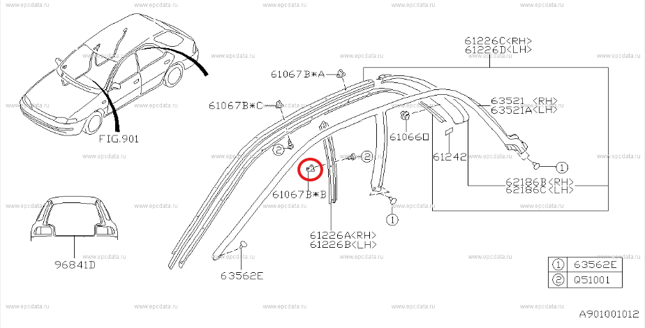 Subaru Impreza 92-00 GC8 GF8 GM8 Grommet  Side Retainer Moulding  62731FA010