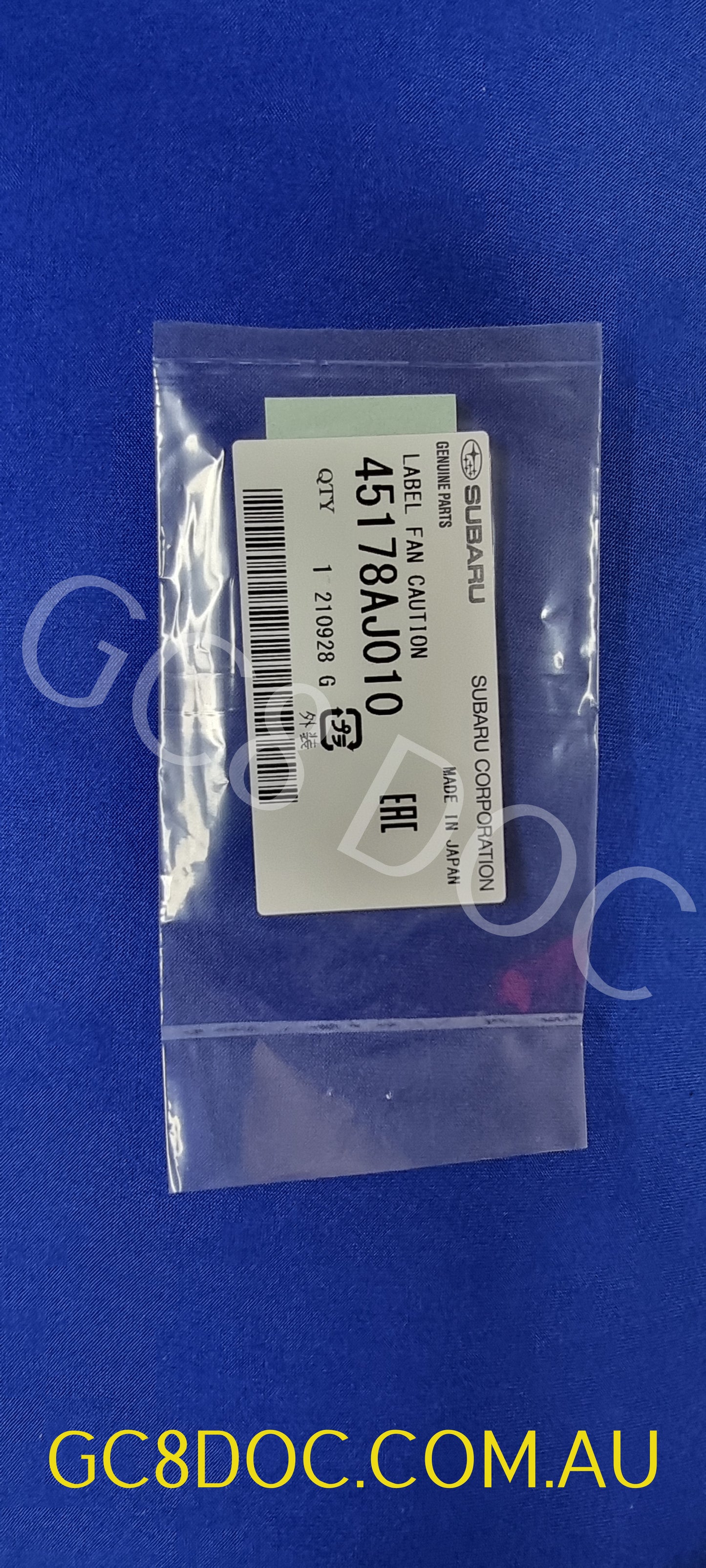 Subaru Impreza GC8/GF8 92-00 Cooling Label Label 45178AJ010